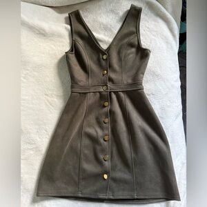 Charlotte Russe Olive Button-Front Mini Dress